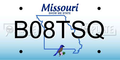 B08TSQ Missouri License Plate