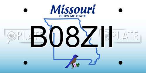 B08ZII Missouri License Plate