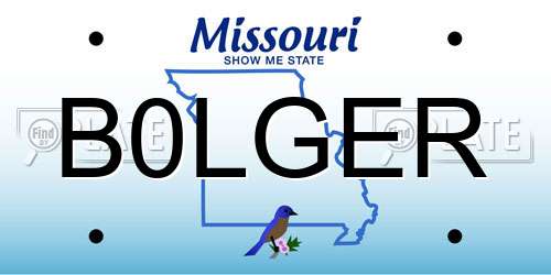 B0LGER Missouri License Plate