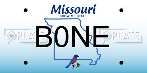 B0NE Missouri License Plate