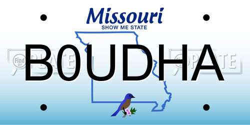 B0UDHA Missouri License Plate