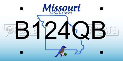 B124QB Missouri License Plate