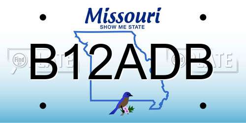 B12ADB Missouri License Plate