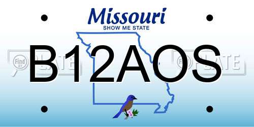 B12AOS Missouri License Plate