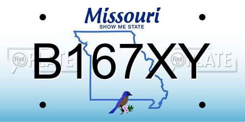 B167XY Missouri License Plate