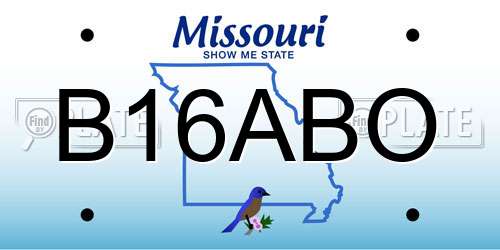 B16ABO Missouri License Plate