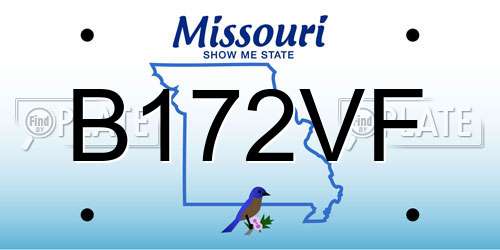 B172VF Missouri License Plate