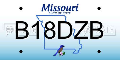 B18DZB Missouri License Plate