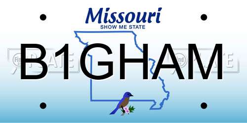 B1GHAM Missouri License Plate