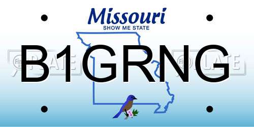 B1GRNG Missouri License Plate