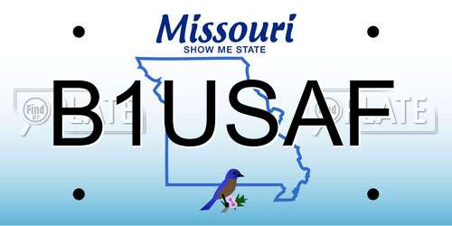 B1USAF Missouri License Plate