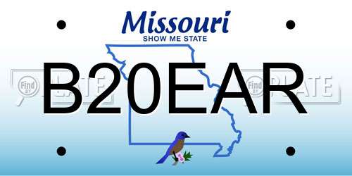 B20EAR Missouri License Plate