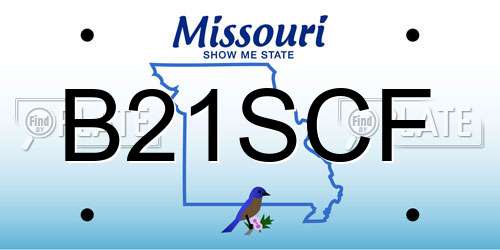 B21SCF Missouri License Plate