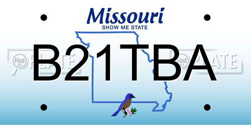 B21TBA Missouri License Plate