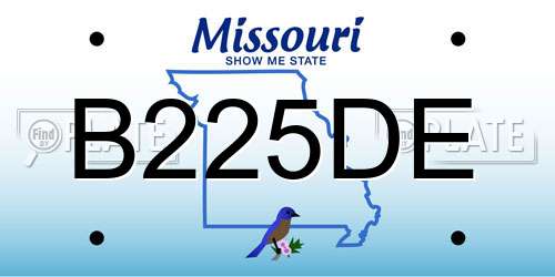 B225DE Missouri License Plate