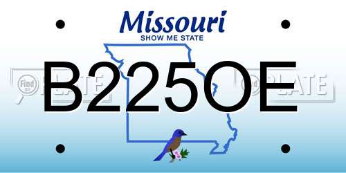 B225OE Missouri License Plate