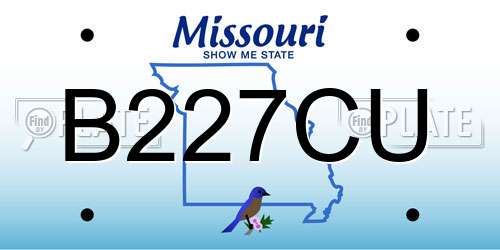 B227CU Missouri License Plate