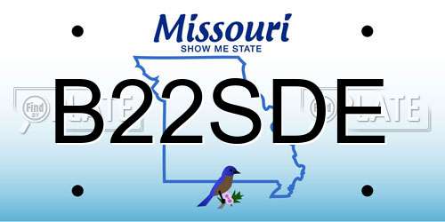 B22SDE Missouri License Plate