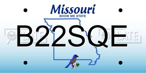 B22SQE Missouri License Plate