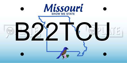 B22TCU Missouri License Plate
