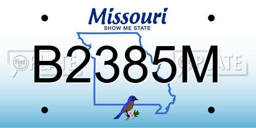 B2385M Missouri License Plate