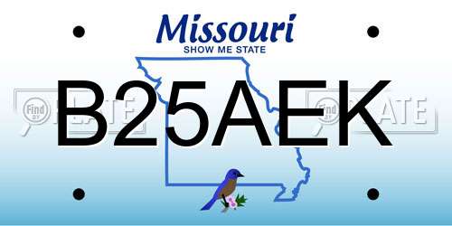 B25AEK Missouri License Plate