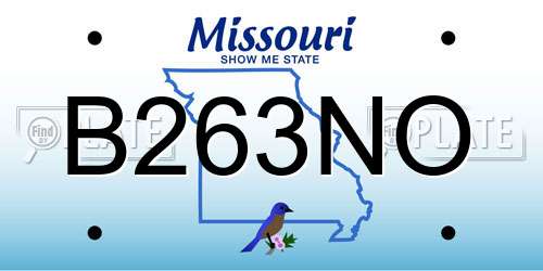 B263NO Missouri License Plate