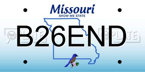 B26END Missouri License Plate