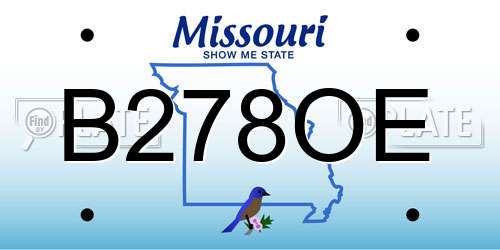 B278OE Missouri License Plate