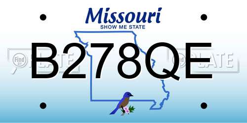 B278QE Missouri License Plate