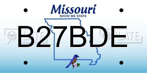 B27BDE Missouri License Plate