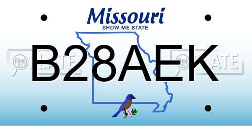 B28AEK Missouri License Plate