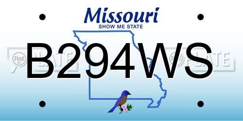 B294WS Missouri License Plate