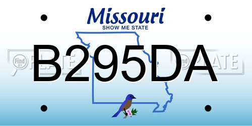 B295DA Missouri License Plate