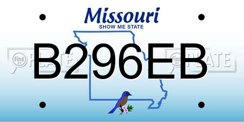 B296EB Missouri License Plate
