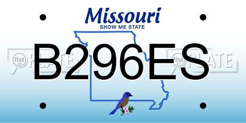 B296ES Missouri License Plate