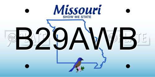 B29AWB Missouri License Plate