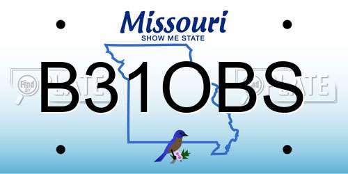 B31OBS Missouri License Plate