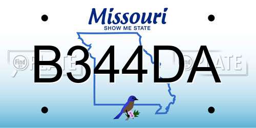 B344DA Missouri License Plate