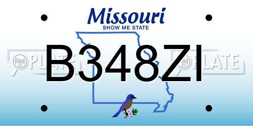 B348ZI Missouri License Plate