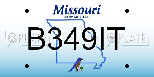 B349IT Missouri License Plate