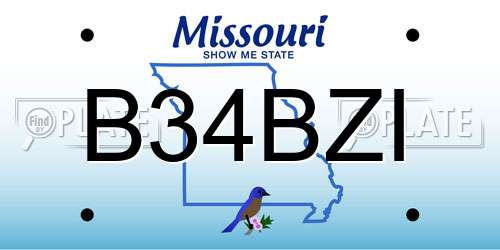 B34BZI Missouri License Plate