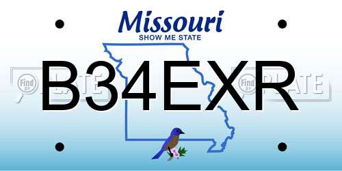 B34EXR Missouri License Plate