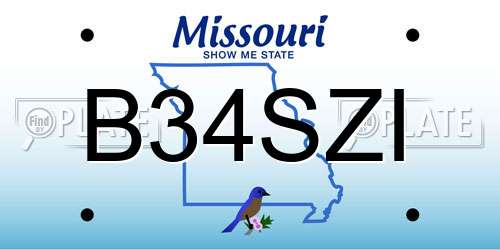 B34SZI Missouri License Plate