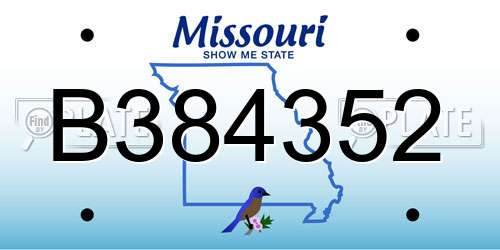 B384352 Missouri License Plate