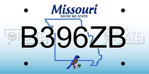 B396ZB Missouri License Plate