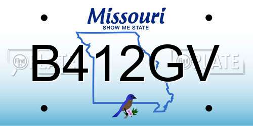 B412GV Missouri License Plate