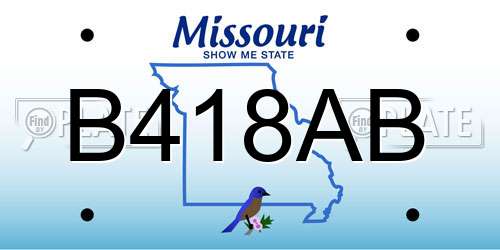 B418AB Missouri License Plate
