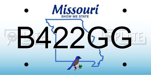 B422GG Missouri License Plate