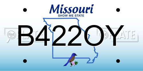 B422OY Missouri License Plate